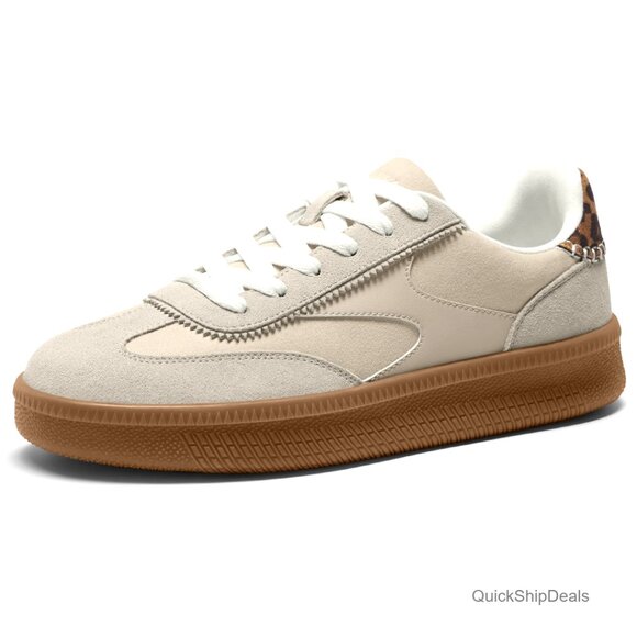 Genuine Suede Sneakers with Gum Sole Lace-Up Design Anti-Slip